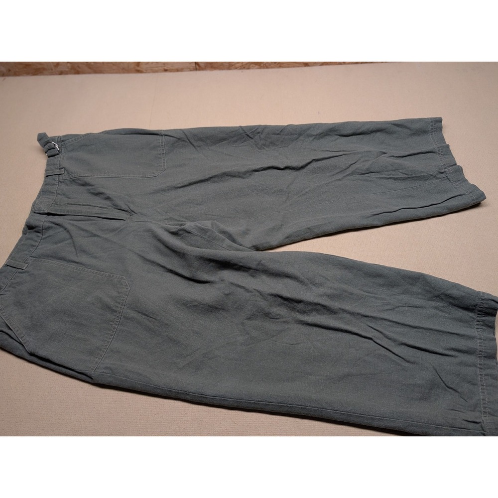 Sag Harbor Women's Capris Size 14 Army Green 55% Linen/45% Lyocell Inseam 22"
